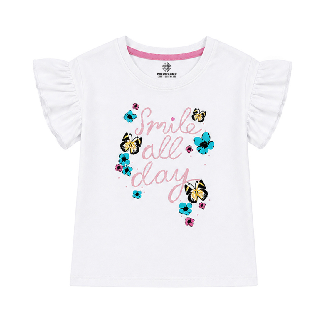Smile All Day" White Ruffle Set – Premium Soft Cotton Loungewear