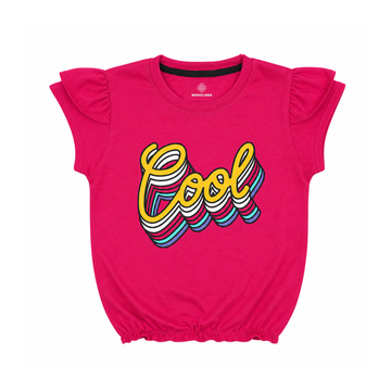 Cool" Retro Magenta Tee – Premium Soft Cotton with Ruffle Detail