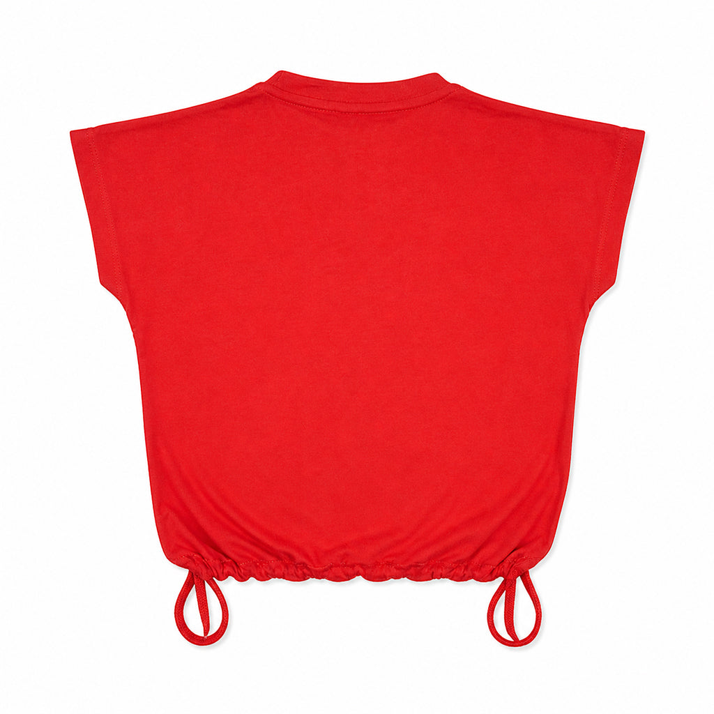 Floral Garden Red Crop Tee – Premium Soft Cotton with Adjustable
