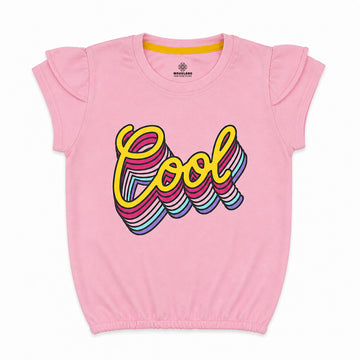 Cool" Retro Pink Tee – Soft Premium Cotton with Layered Ruffles