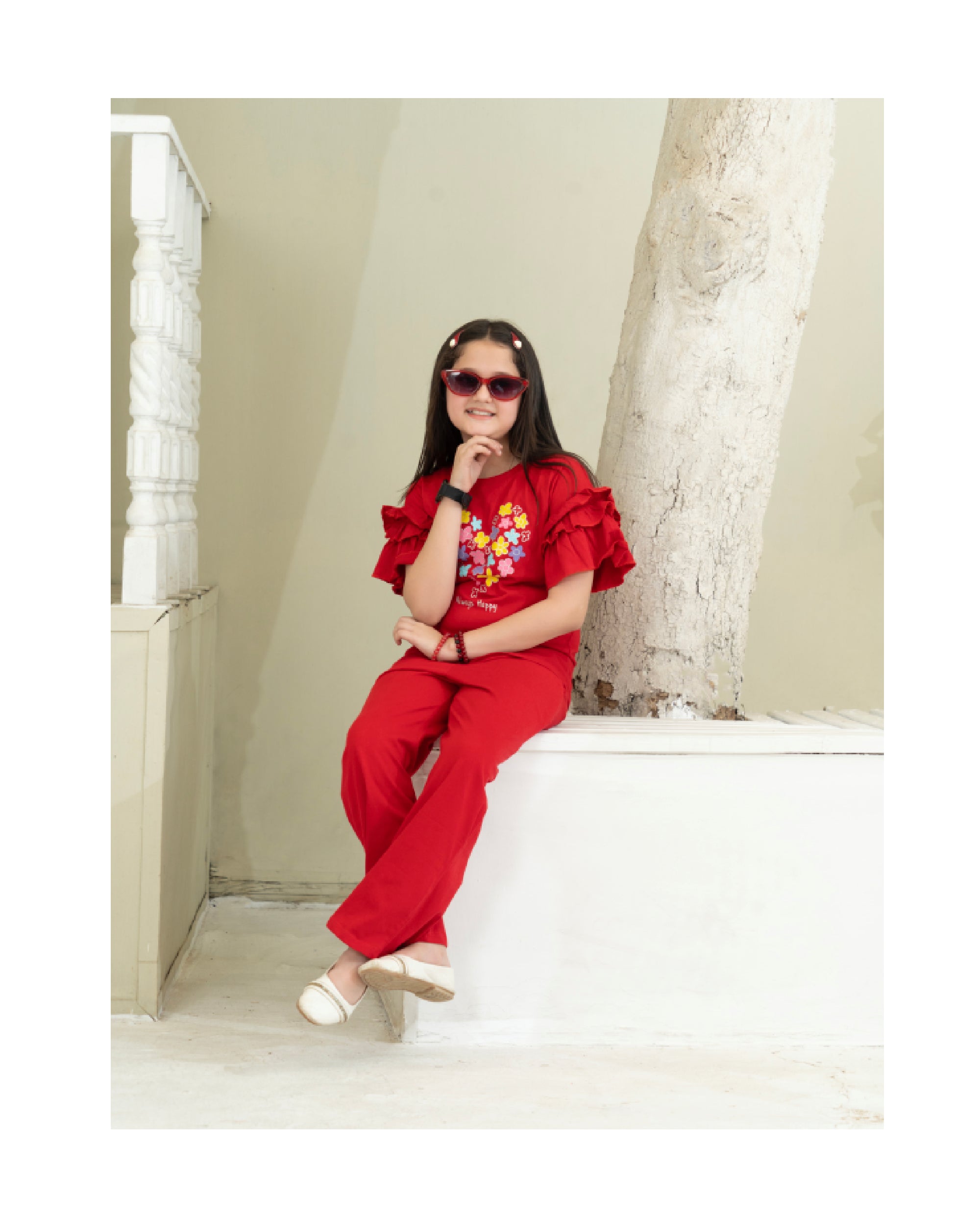 Always Happy Red Ruffle Set