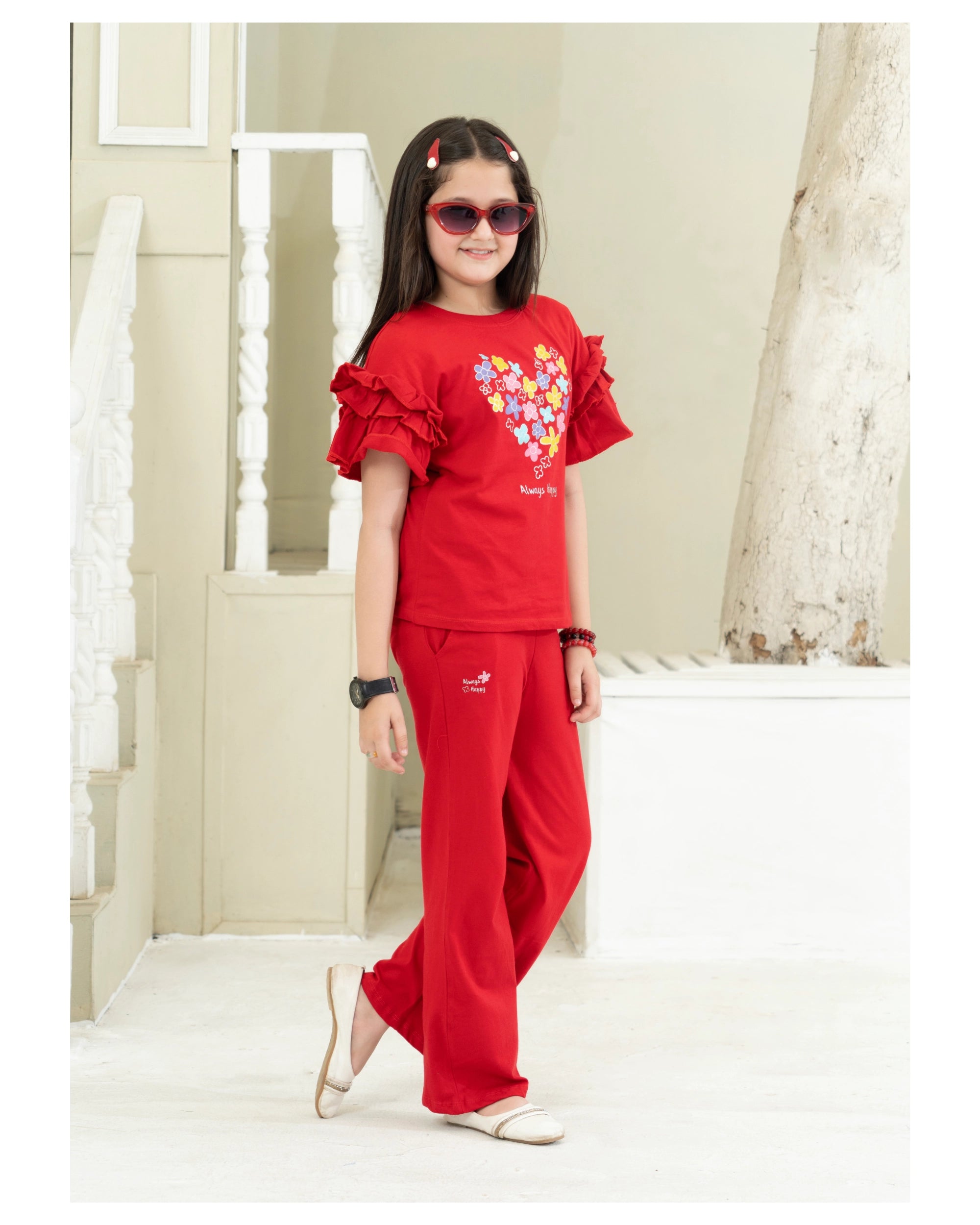 Always Happy Red Ruffle Set