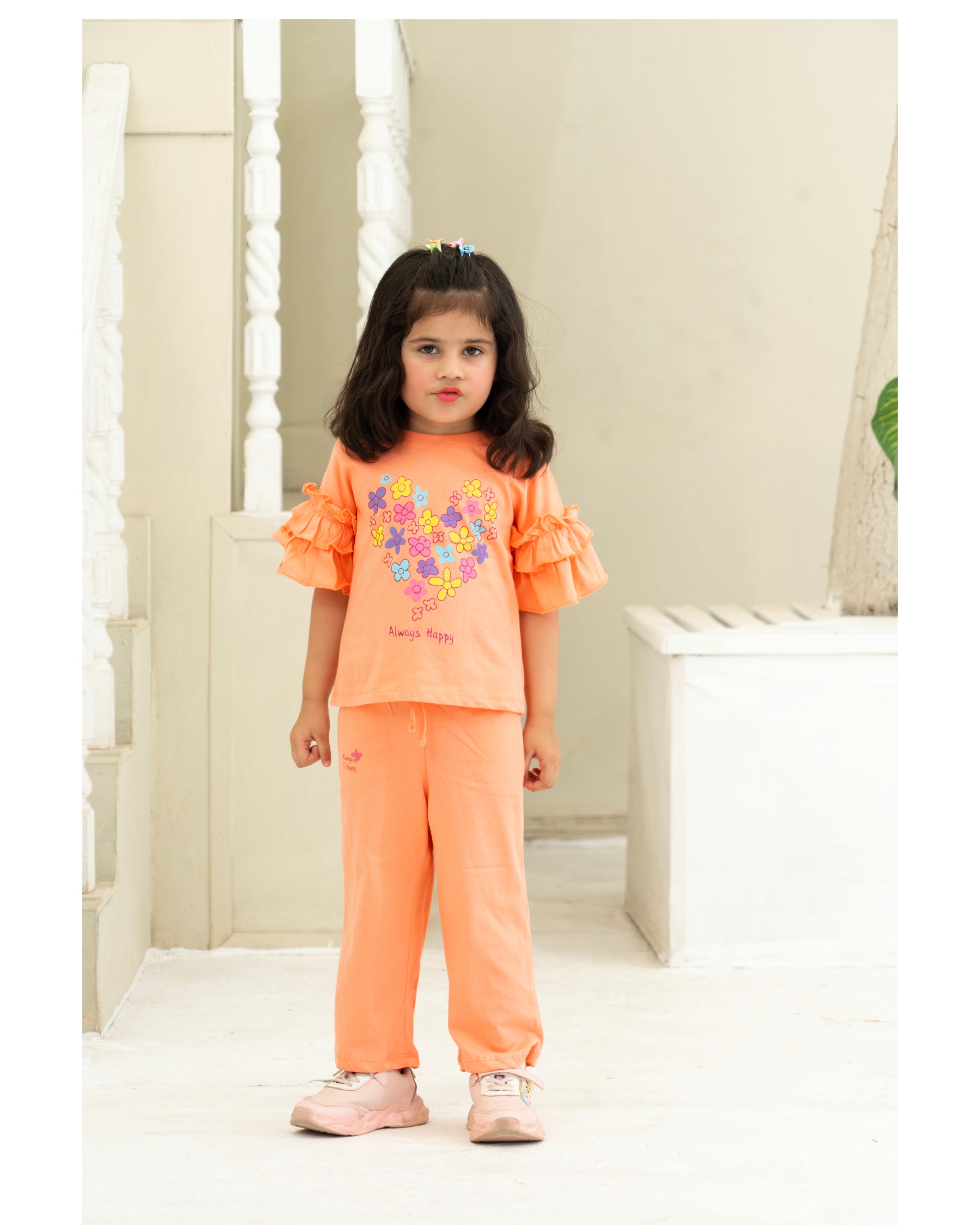 Always Happy Peach Ruffle Set