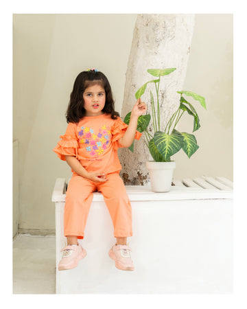 Always Happy Peach Ruffle Set
